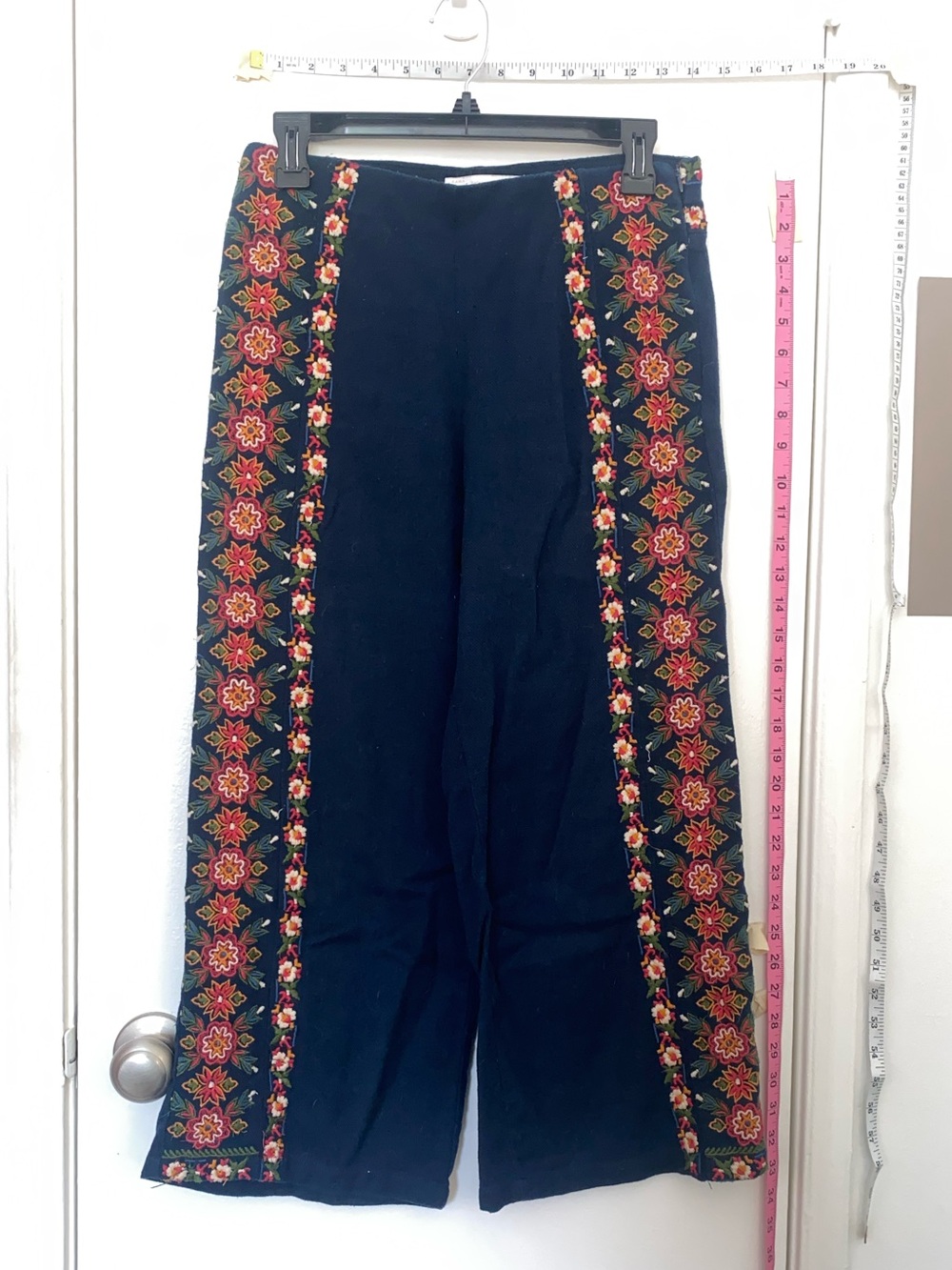 Zara Colorful Embroidered Wide Leg Pants